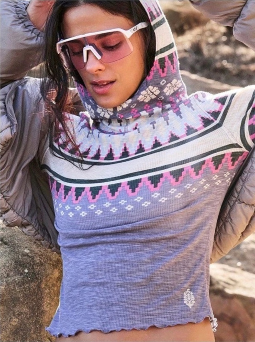 Free People FP Movement Breathe Easy Printed Layer Long Sleeve Top